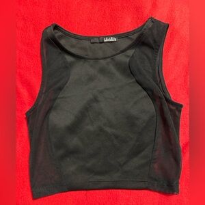 SHEIN Black Sheer Accent Crop Top